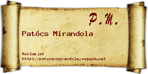 Patócs Mirandola névjegykártya
